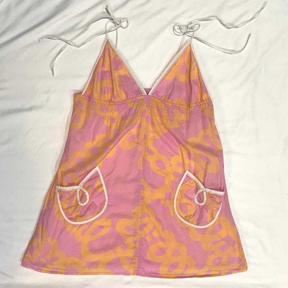 Lilly Pulitzer Jubilee Pink Orange Tie Strap Mini Dress Pockets XS